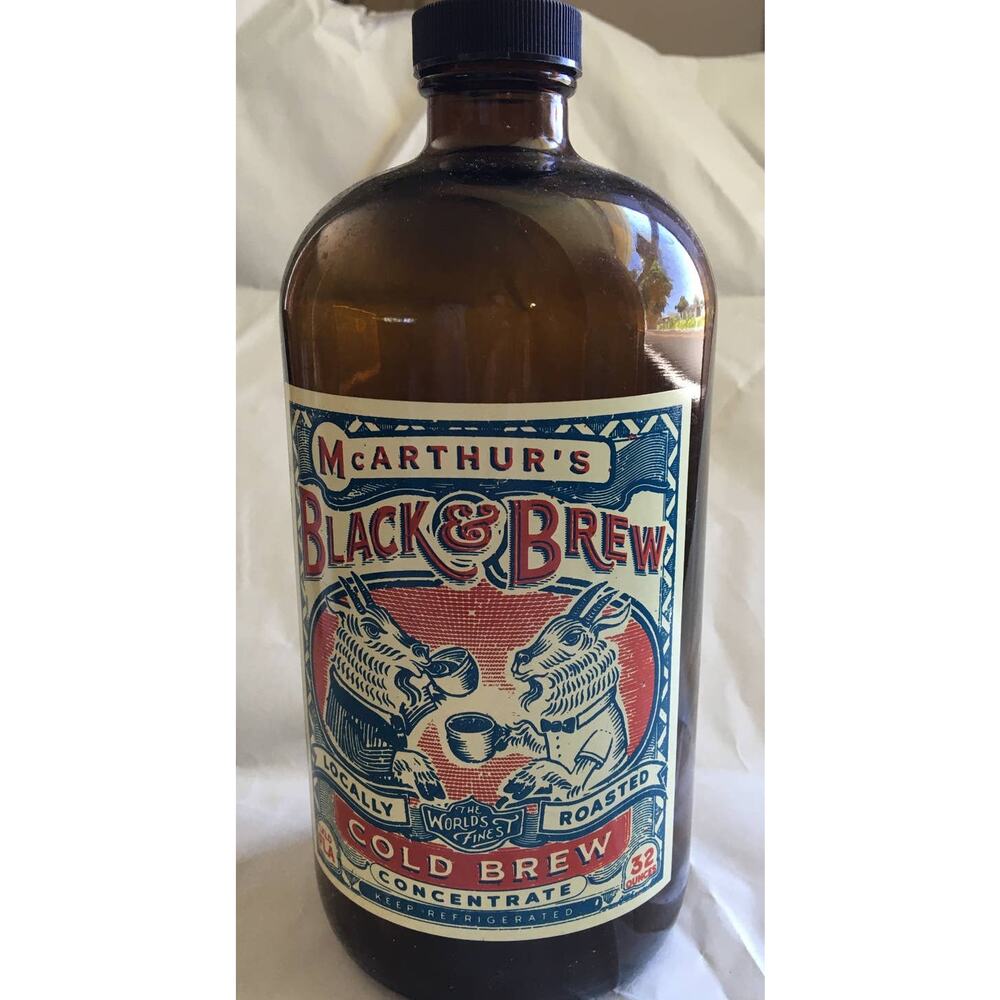 Empty McArthurs Black & Brew Locally Roasted Cold Brew Concentrate Bottle